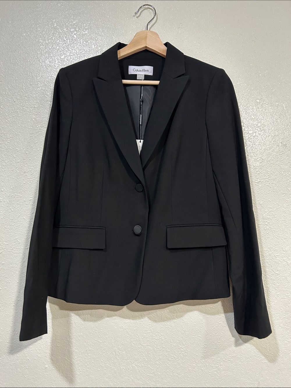 Calvin Klein Black Women's Two-Button Tailored Blazer Sz 8 New